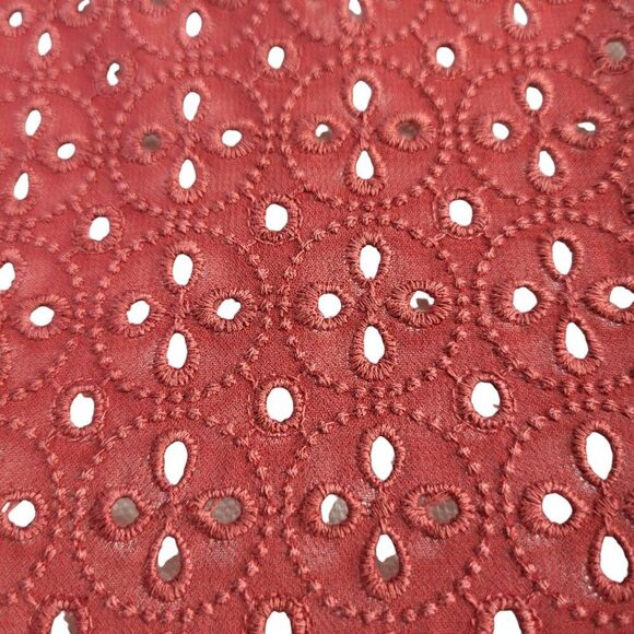 Robert Rodriguez Size 2 Designer Red Top Embroidered Eyelets Ruffles BOHO - Picture 3 of 16